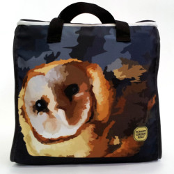 Barn owl zip top tote bag