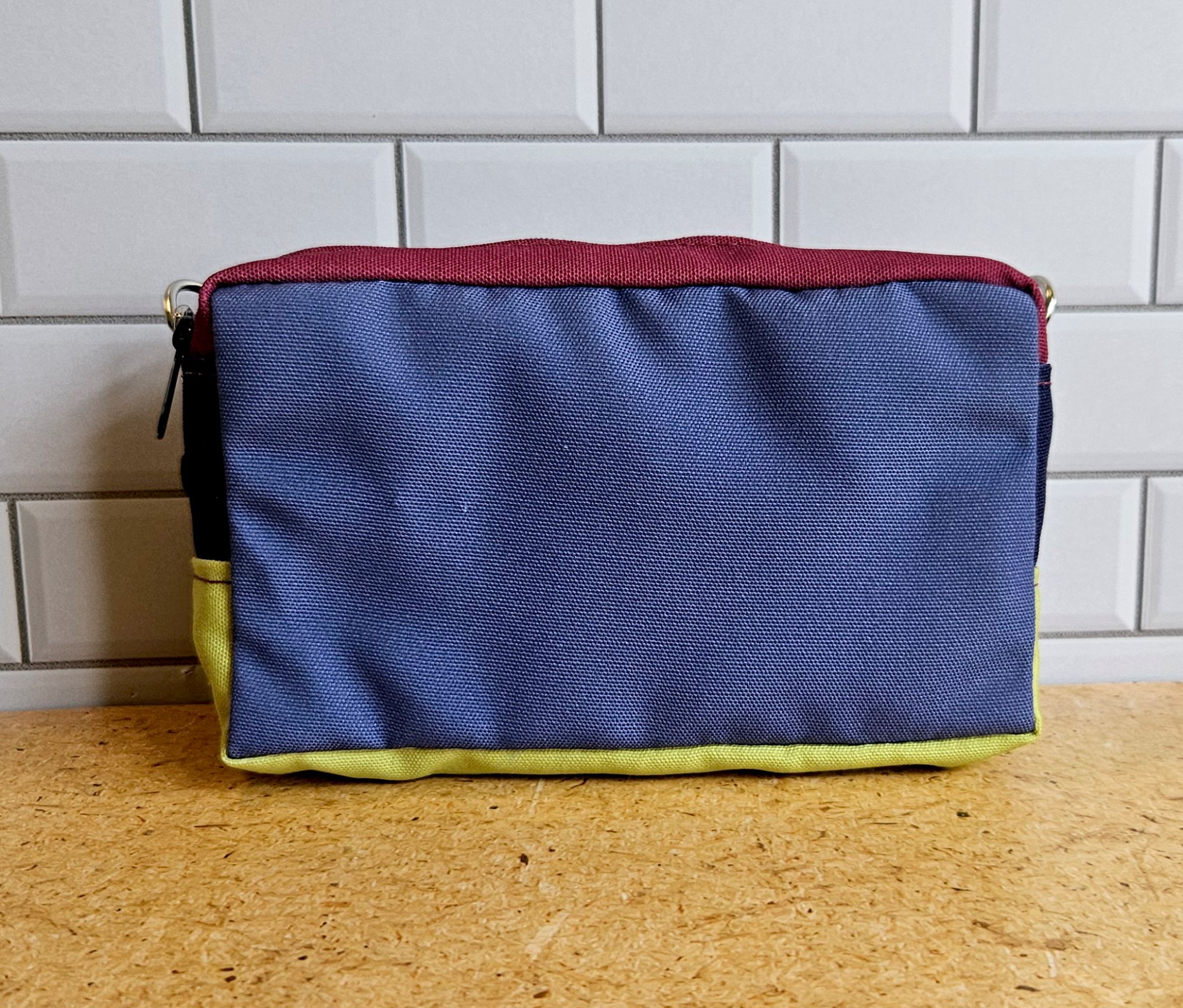 Blue-Green-Burgundy-Color-Block-Fanny-Pack-Front Blue-Green-Burgundy-Color-Block-Fanny-Pack-Front