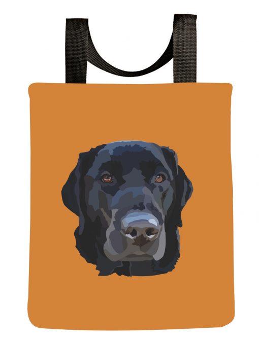 black-labrador-lab-dog-good-boy-on-orange-recycled-materials-tote black-labrador-lab-dog-good-boy-on-orange-recycled-materials-tote