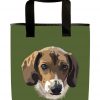 Green beagle dog grocery bag