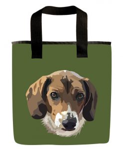 Green beagle dog grocery bag