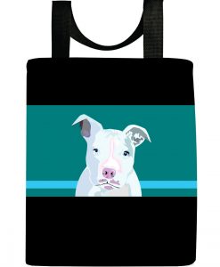 White pit bull tote bag